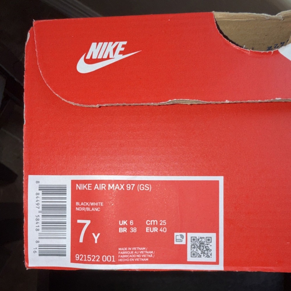 Nike Air Max 97 GS Black White Unisex Kids Athletic Shoes 7Y/Women 8.5 - Picture 10 of 10